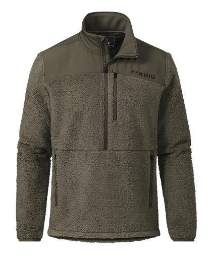 Sherpa Fleece Zip Pullover | Ash