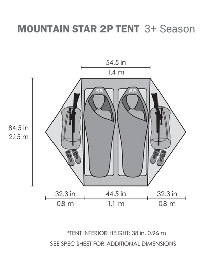 Mountain Star 2 Person Tent | Gunmetal-Orange