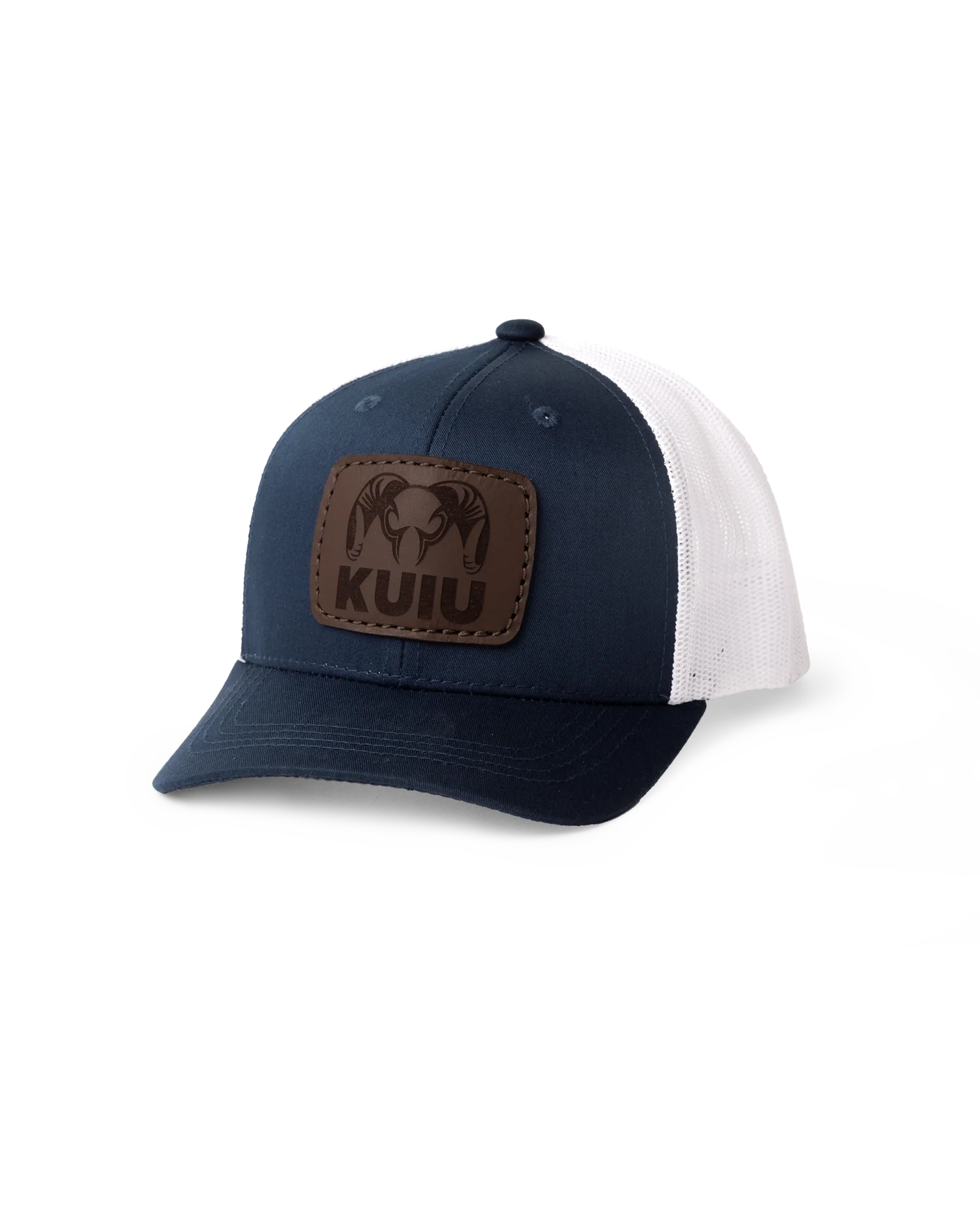 Youth Leather Patch Mesh Back Hat | Navy/White