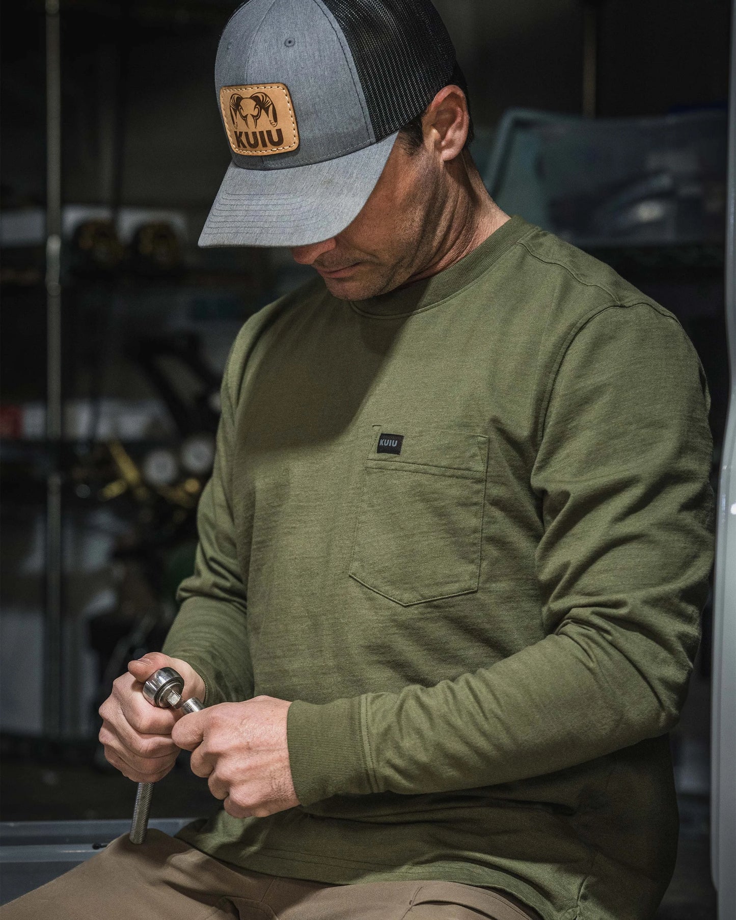 Workgrade LS Pocket Crew | Steel Blue
