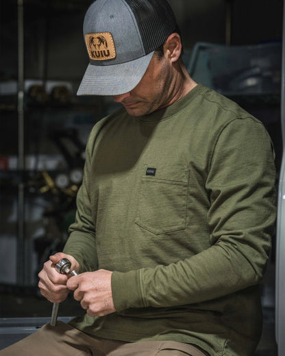Workgrade LS Pocket Crew | Steel Blue