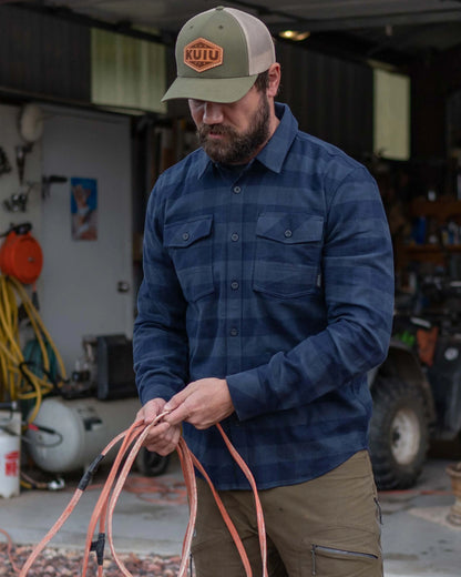 Outlet Field Flannel Shirt | Steel Blue Buffalo Check