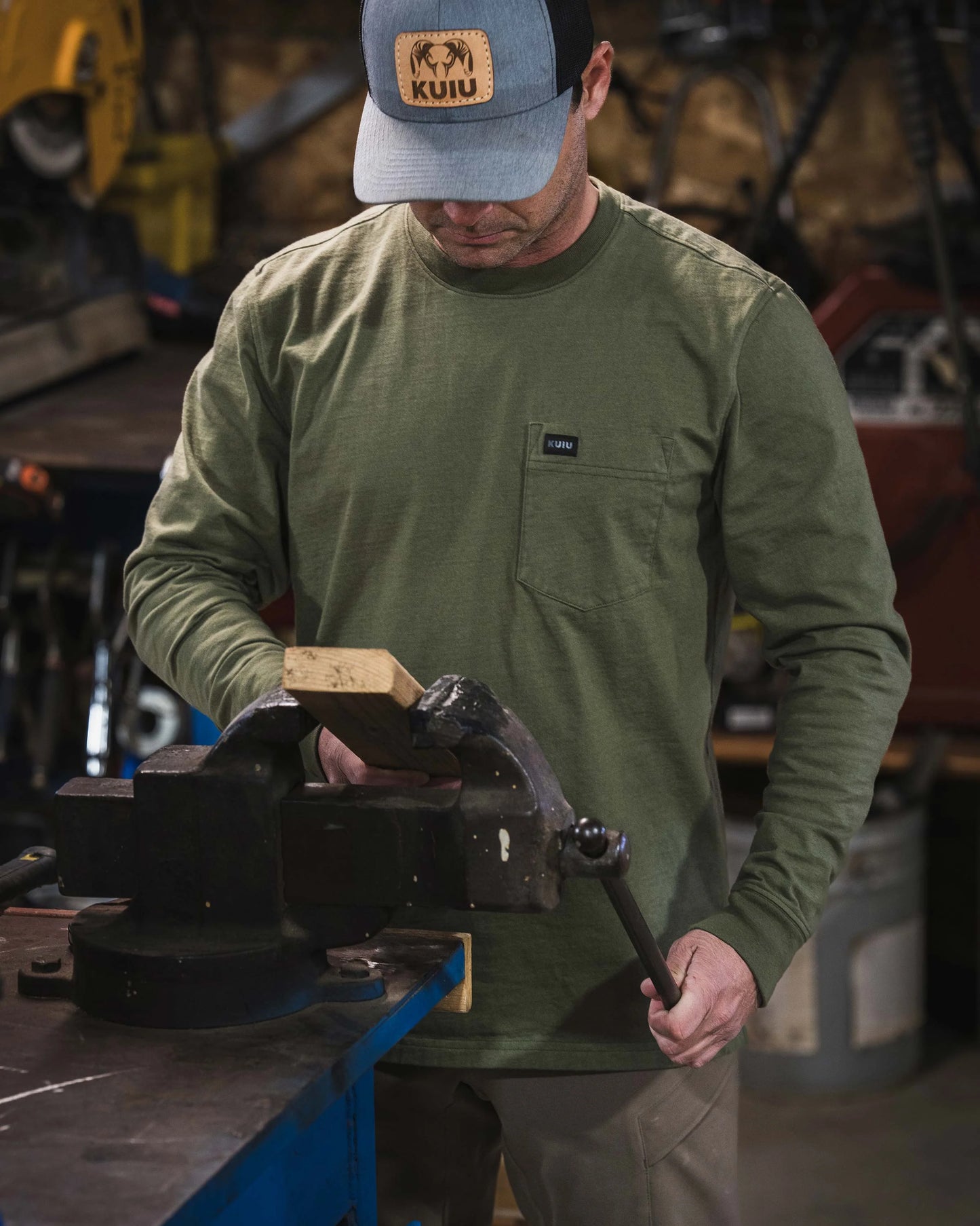Workgrade LS Pocket Crew | Steel Blue