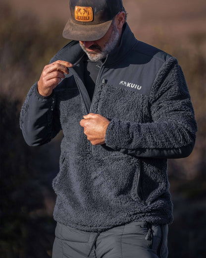 Sherpa Fleece Zip Pullover | Grizzly